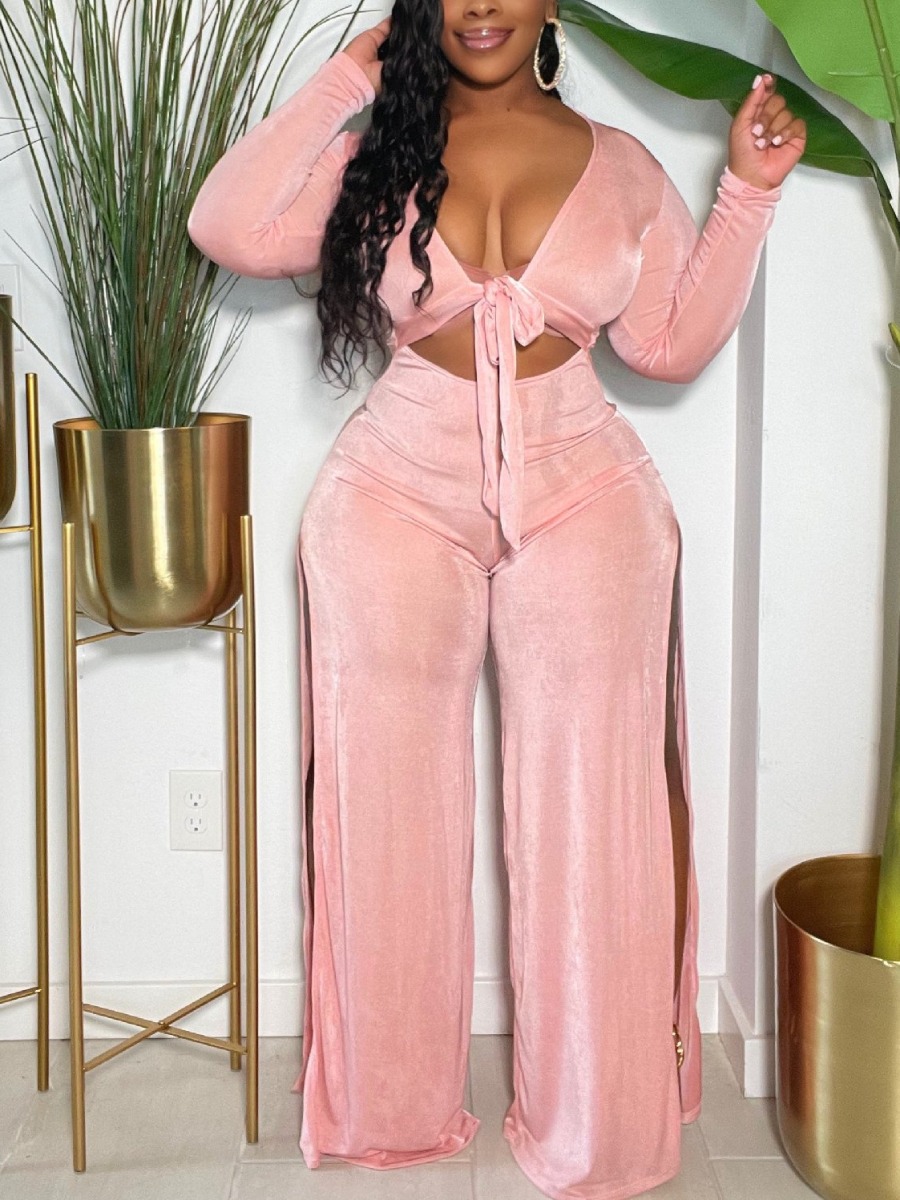 LW Bandage Design High Waist Thigh Split Jumpsuit