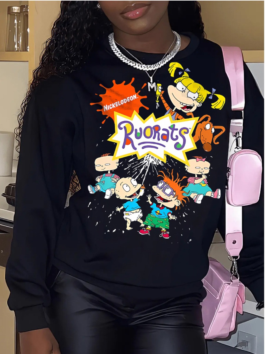 LW Pattern Print Cartoon Loose Sweatshirt