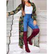 LW Plus Size Camo Print Loose Trench Coat