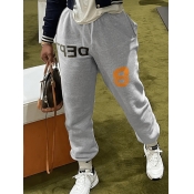 LW Letter Print Drawstring Sweatpants
