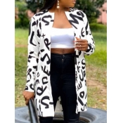 LW Plus Size Letter Print Loose Trench Coat