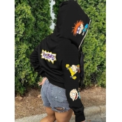 LW Plus Size Cartoon Letter Print Jacket