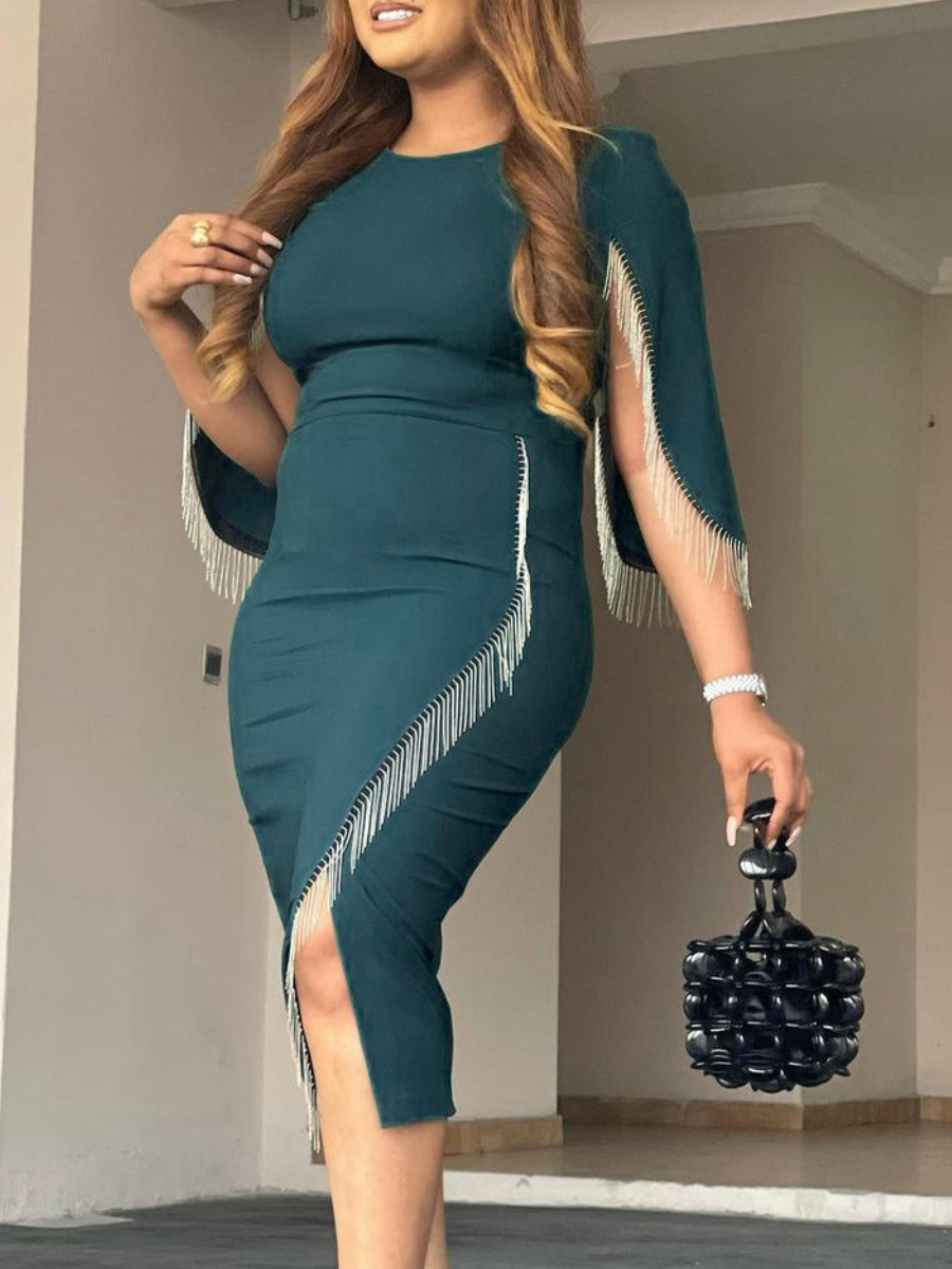 LW Plus Size Tassel Design Split Bodycon Dress