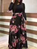 LW Plus Size Rose Flower Print A Line Dress