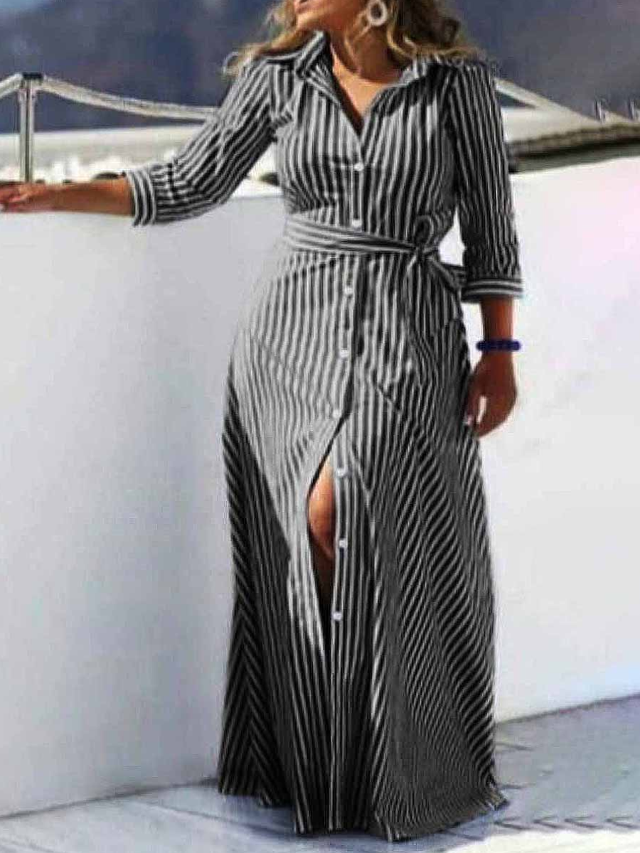 LW Plus Size Bandage Design Zebra Striped Shirt Dress