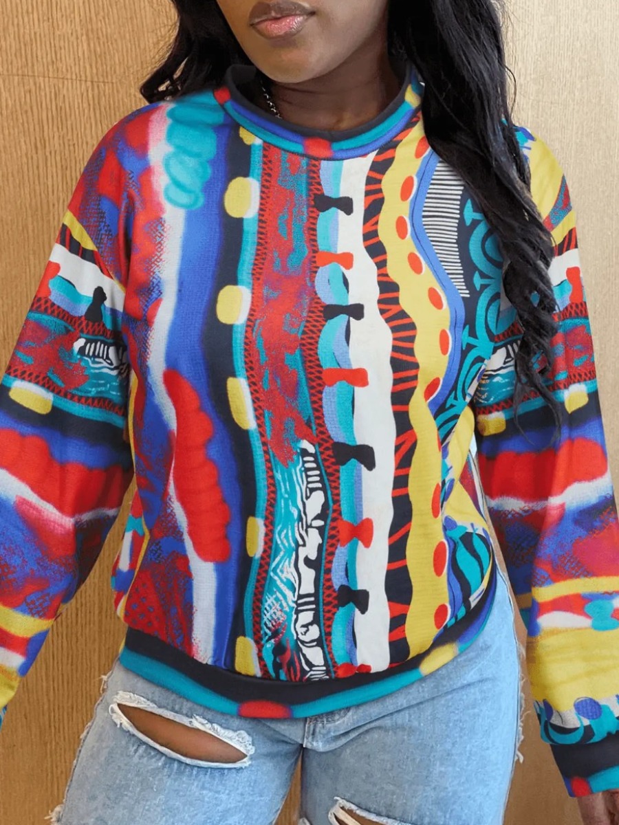 LW Plus Size Dropped Shoulder Mixed Print Sweatshirt