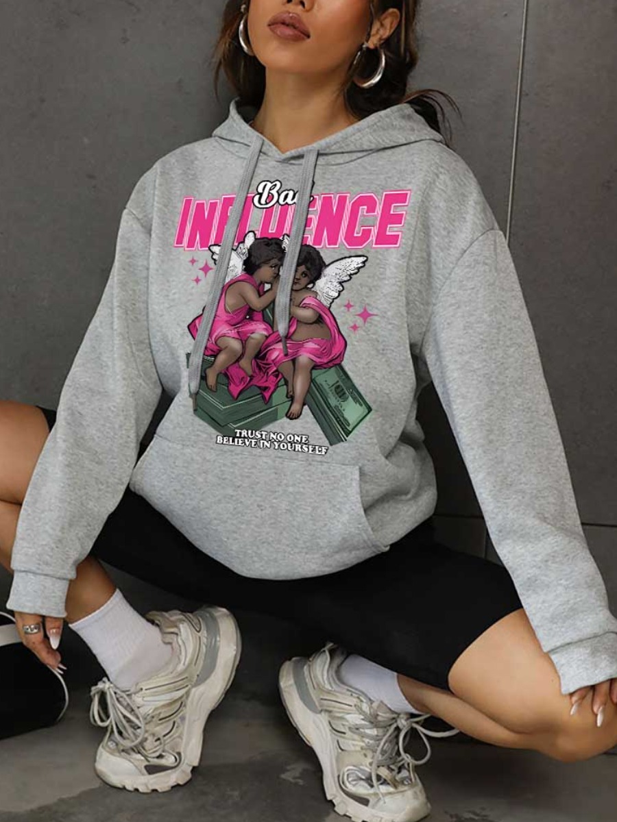 LW Plus Size Money Figure Letter Print Sweatshirt