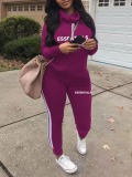 LW Plus Size Essentials Letter Print Striped Pants Set
