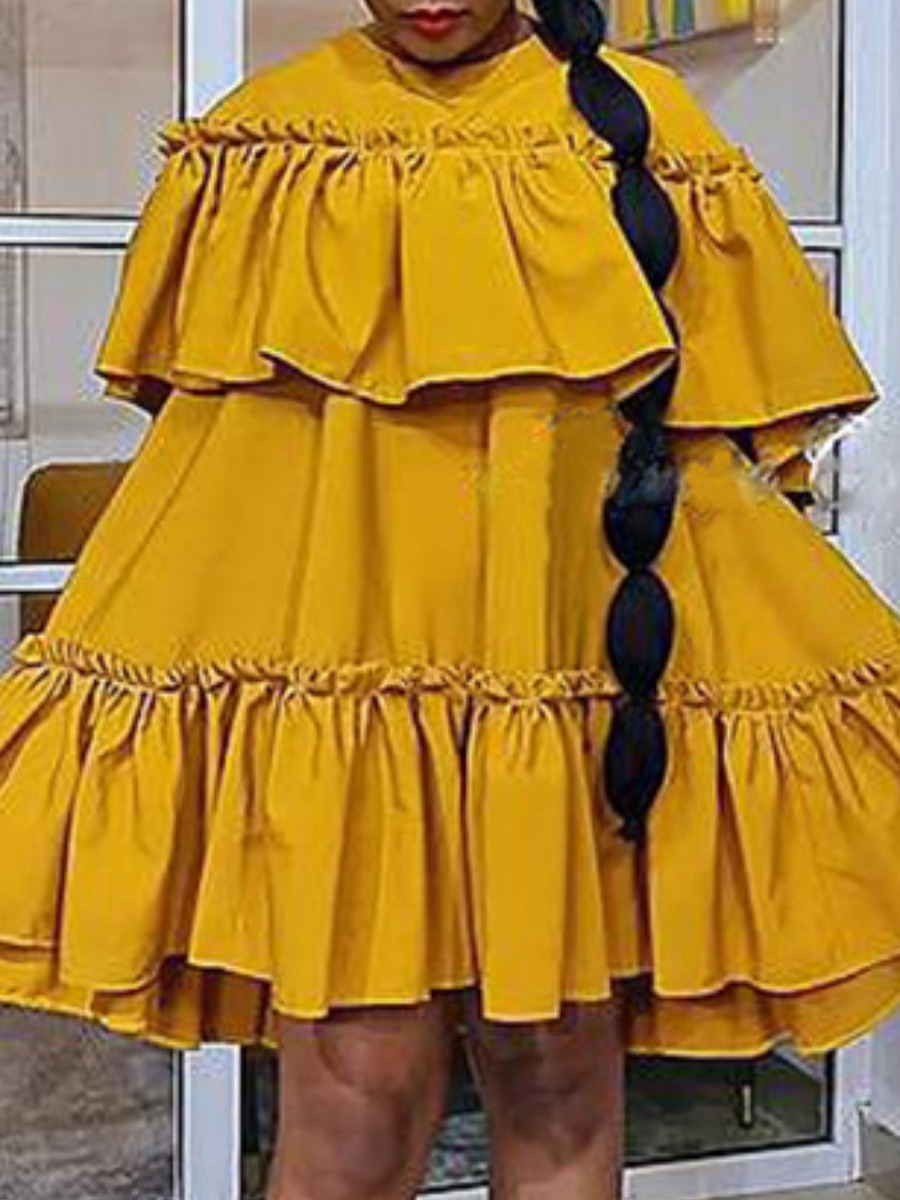 LW Plus Size Ruffle Design Loose Dress