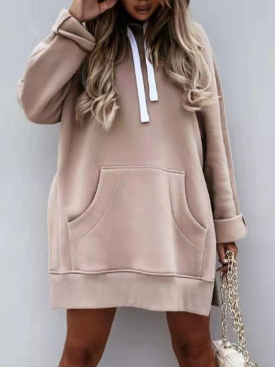 LW BASICS Hooded Collar Kangaroo Pocket Sweat Dres