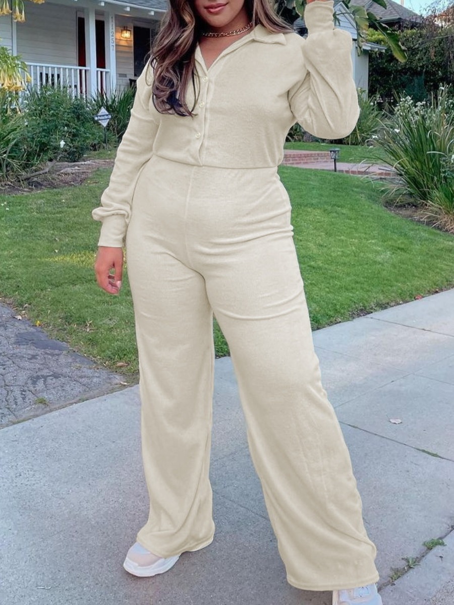LW Plus Size Button Design Regular Fit Jumpsuit