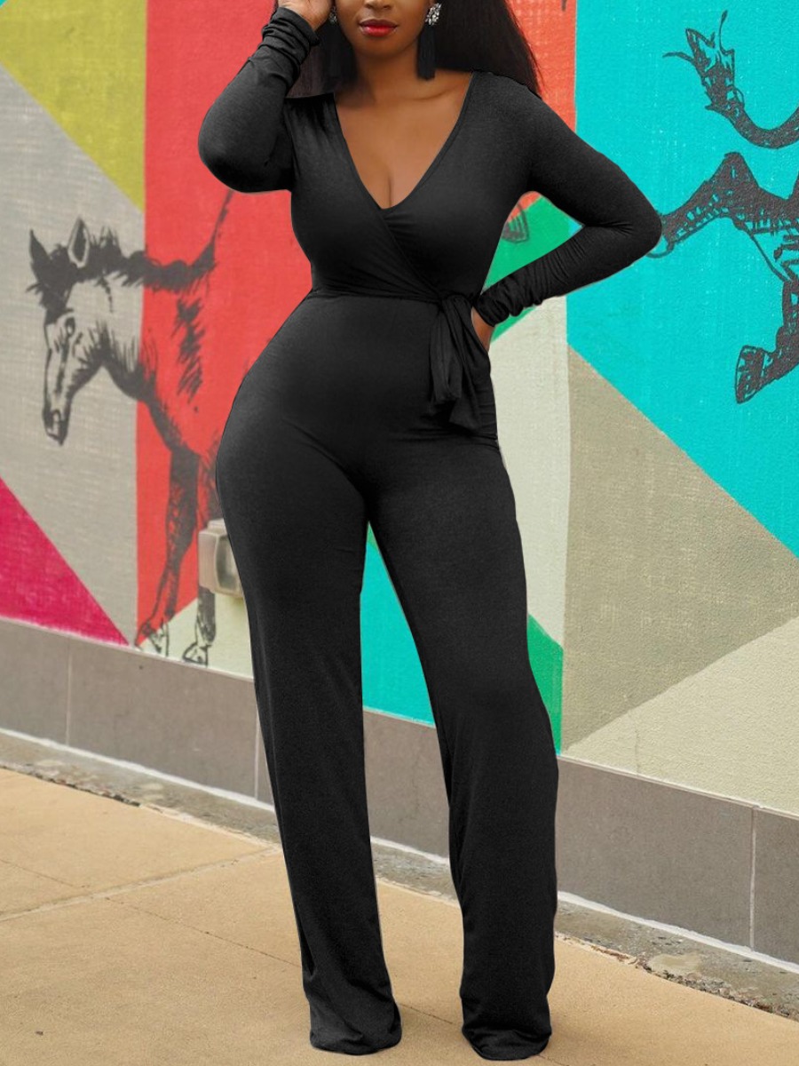 LW Plus Size V Neck Bandage Design Jumpsuit 4X