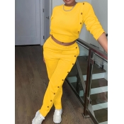 LW BASICS Plus Size Crop Top Button Design Pants S