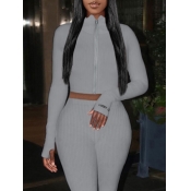 LW BASICS Crop Top Letter Print Skinny Pants Set