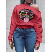 LW Plus Size O Neck Print Hoodie