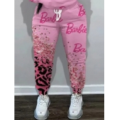 LW High Waist Drawstring Pattern Print Letter Skin