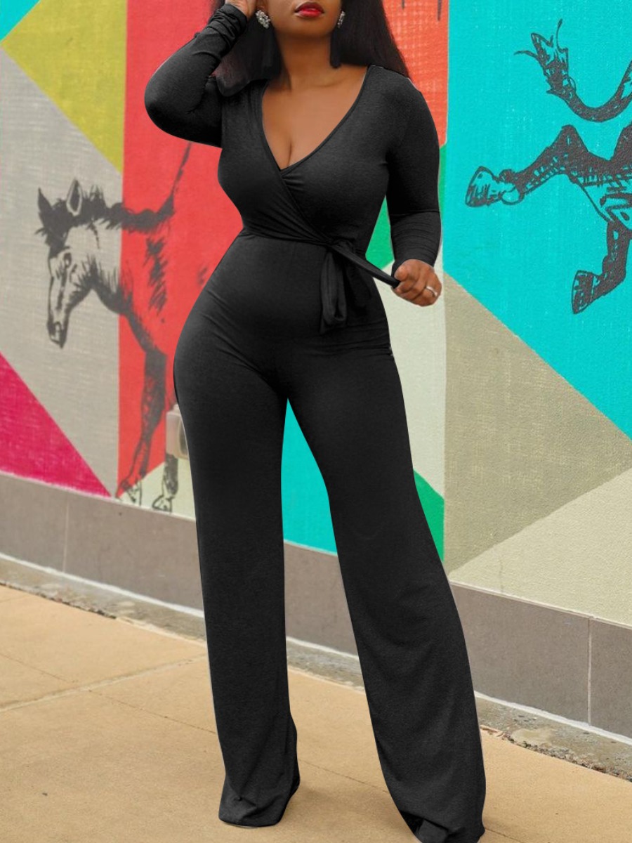 LW Plus Size V Neck Bandage Design Jumpsuit 4X