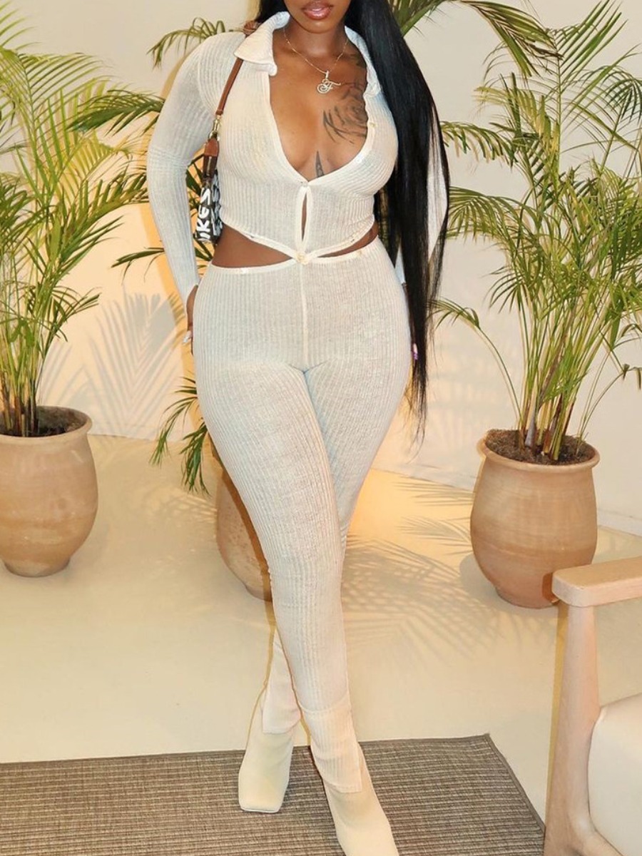 LW Crop Top Rib Knit Pants Set