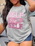 LW Round Neck Gradient Letter Print T-shirt