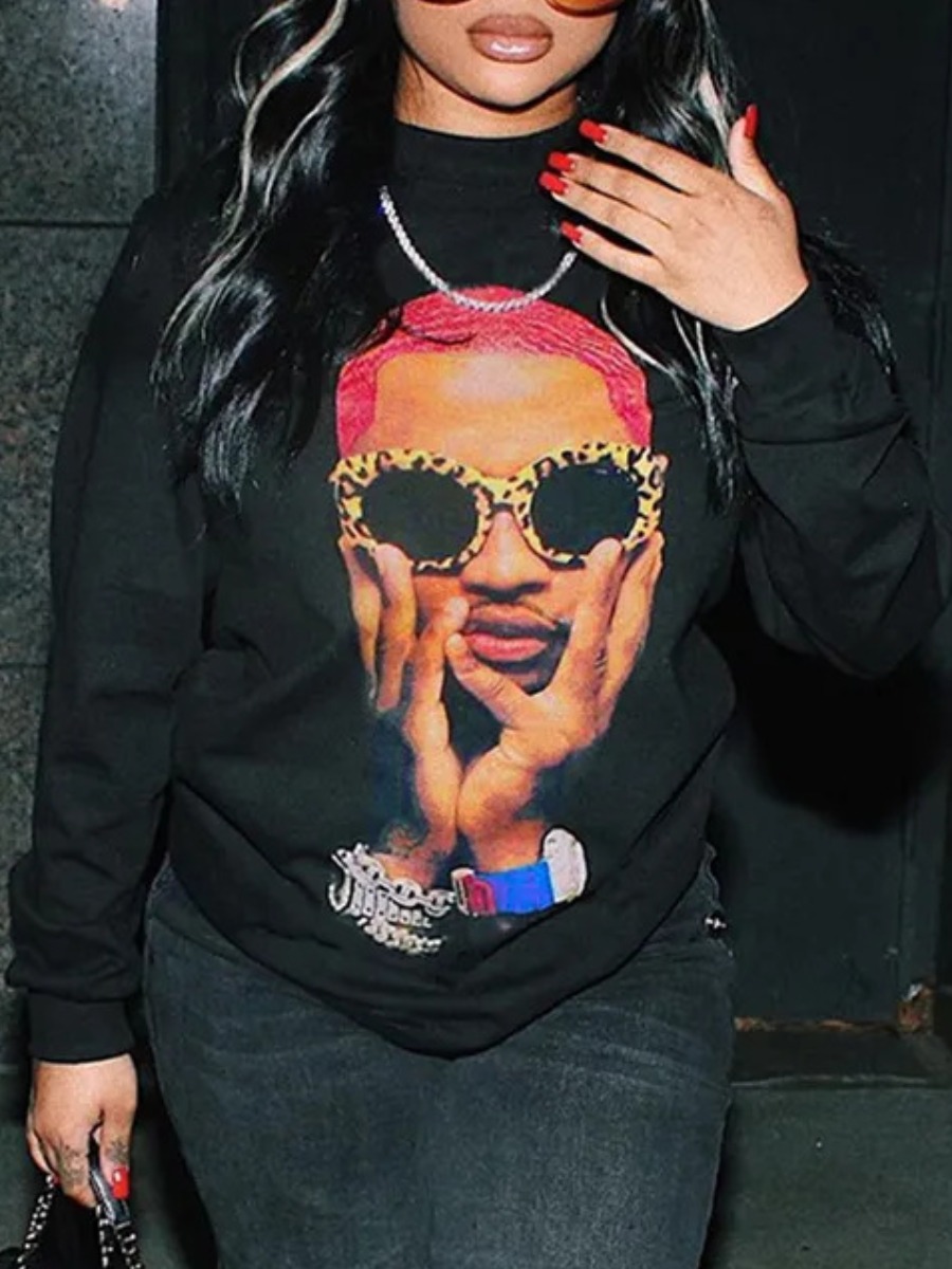 LW Dropped Shoulder Figure Print Sweatshirt