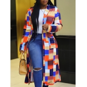LW Plaid Print Patchwork Trench Coat