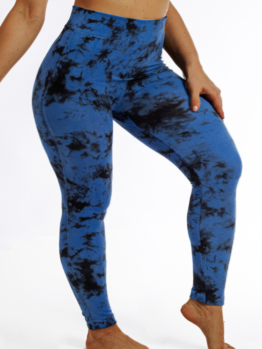 LW Plus Size Imitation Denim High Waist Tie Dye Stretchy Leggings
