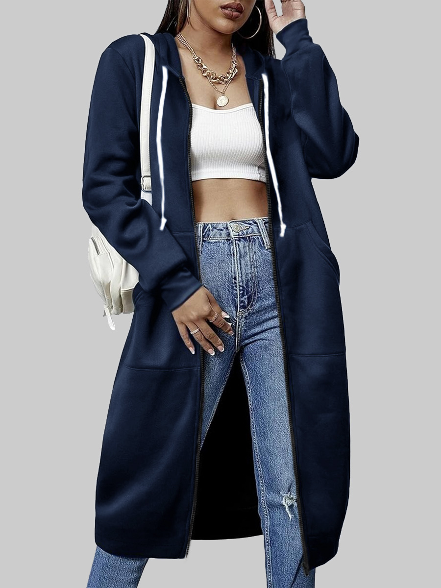 LovelyWholesale Plus Size Hooded Collar Loose Coat Fall Nine Points Sleeve Casual Hooded Collar  5X Spring Summer 2024