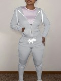 LW BASICS Hooded Collar Kangaroo Pocket Tracksuit Set