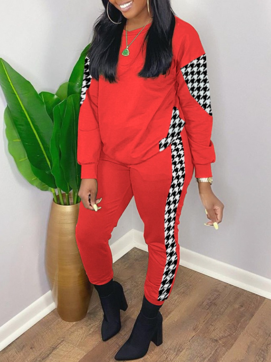 LW Houndstooth Regular Fit Pants Set