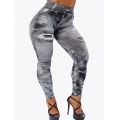 LW Plus Size Imitation Denim High Waist Tie Dye St