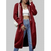 LW Plus Size Hooded Collar Drawstring Teddy Coat