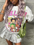 LW Cartoon Letter Print T-shirt