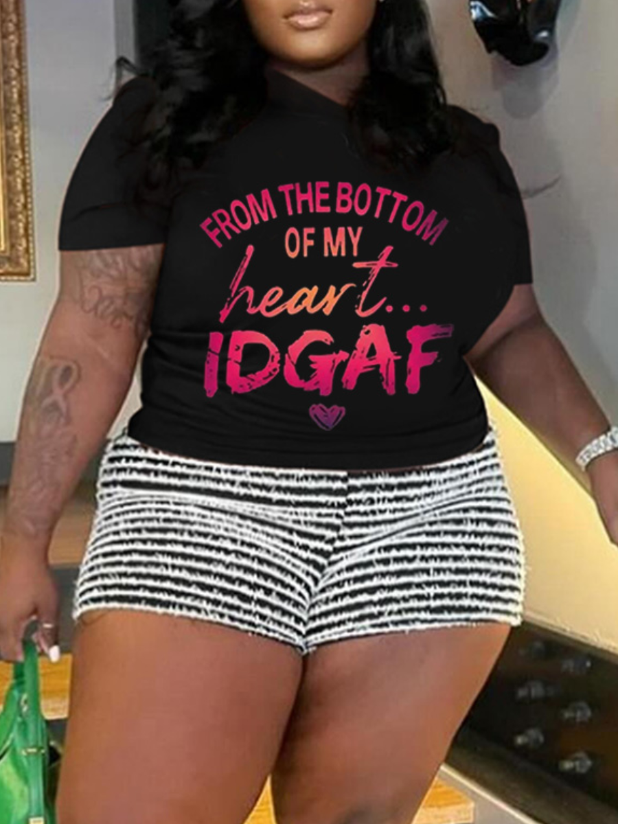 LW Plus Size Gradient Letter Print T-shirt