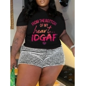 LW Plus Size Gradient Letter Print T-shirt