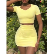 LW Crop Top High Waist Skirt Set