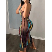 LW Mixed Print See Through Bodycon Dress