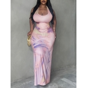 LW BASICS Plus Size Tie Dye Rib Knit Cami Bodycon 