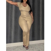 LW Plus Size U Neck Skinny Flared Jumpsuit