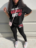 LW BASICS Plus Size Letter Two-piece Pants Set