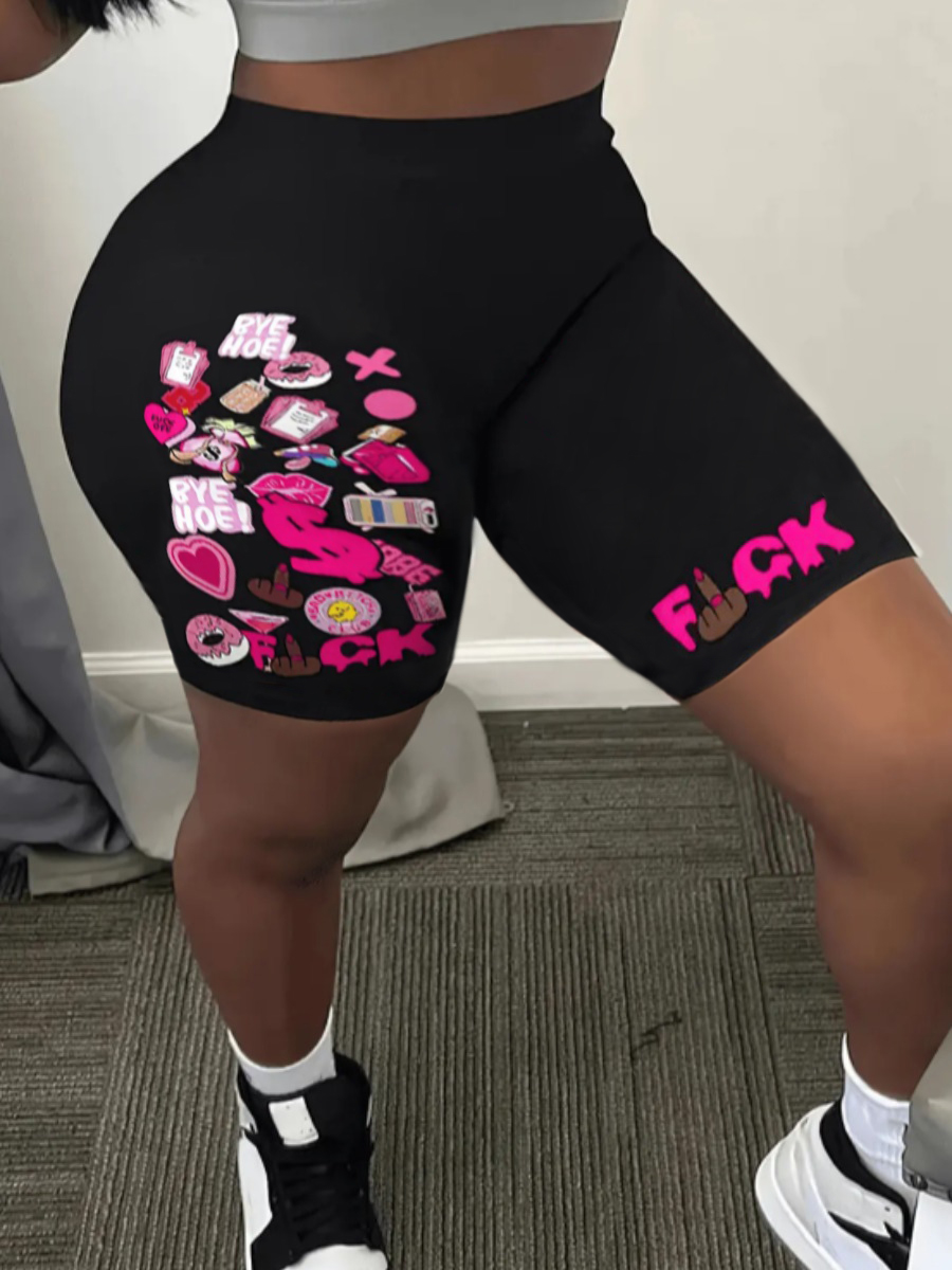 LW Plus Size Heart Lip Letter Print Shorts