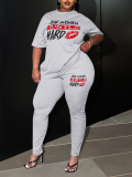 LW BASICS Plus Size Lip Letter Print Pants Set