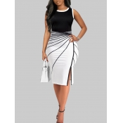 LW Plus Size Striped Side Slit Bodycon Cami Dress