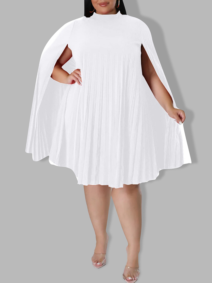 LW Plus Size Split Sleeve Pleated Loose Dress 2X