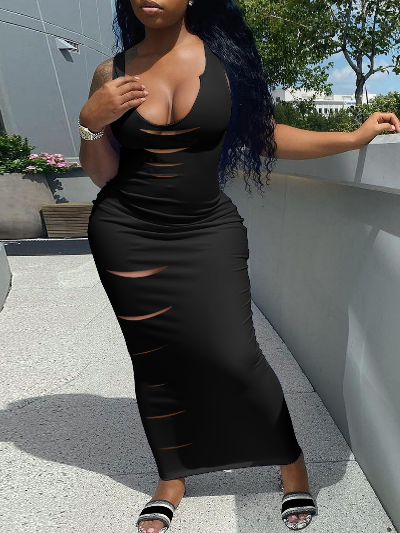 LW SXY Cut Out Bodycon Cami Dress