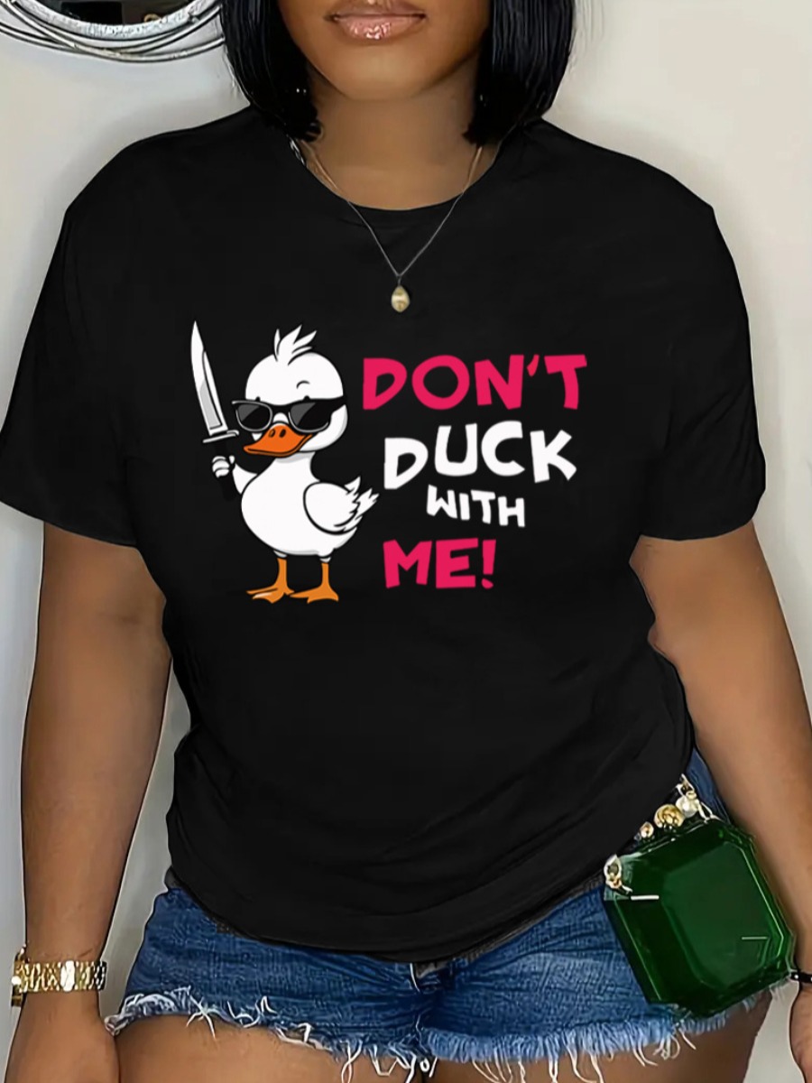 LW Plus Size Cartoon Letter Print T-shirt