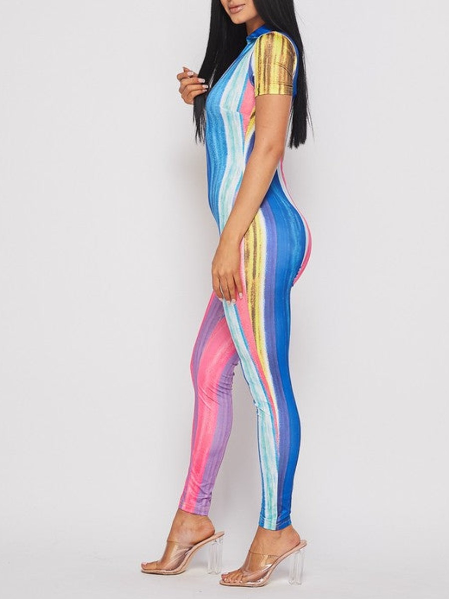 LW Zipper Design Gradient Skinny Jumpsuit