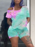 LW Tie Dye Cut Out Shorts Set