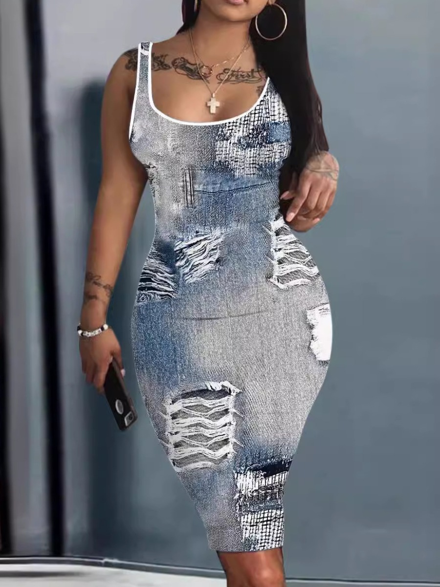 LW Plus Size Print Bodycon Cami Dress
