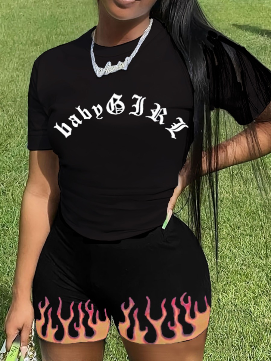 LW Blaze Letter Print Shorts Set
