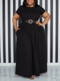 LW BASICS Plus Size Pocket Belt Design Dress